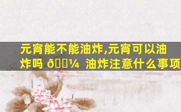 元宵能不能油炸,元宵可以油炸吗 🐼  油炸注意什么事项